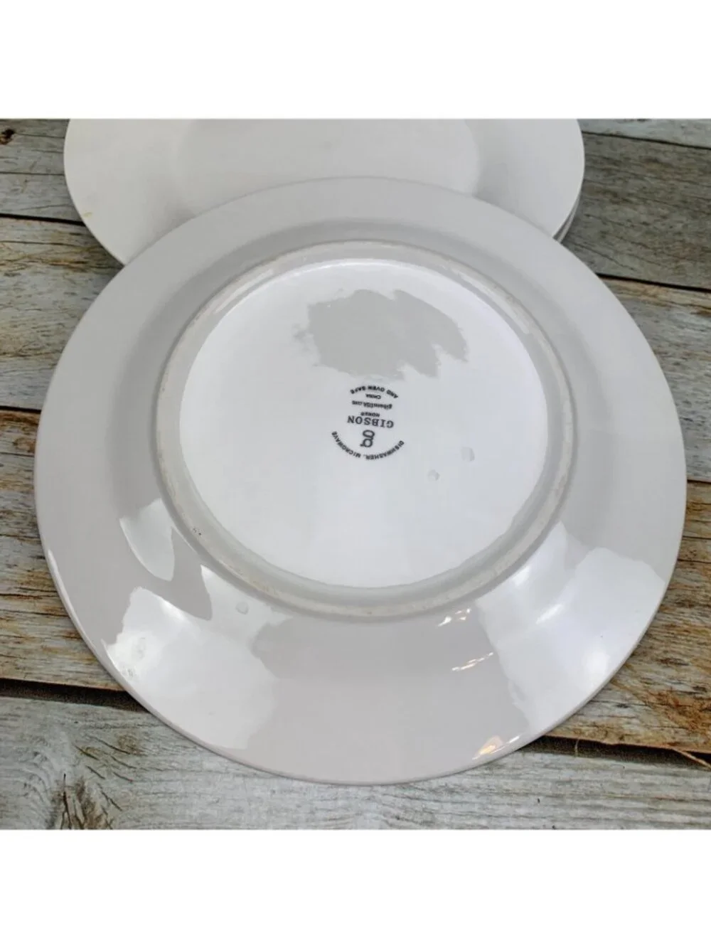 Gibson Designs NETHERWOOD Black Gray Floral Poreclain Dinner Lunch Plates Set 4